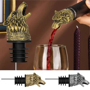 1pc Wolf Head Red Wine,Whiskey Aerator Pourer Spout Wine Bottle Stopper Tool - Picture 1 of 14