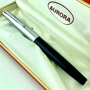 AURORA DUOCART STILOGRAFICA INOX CAP PENNA STILO CARTUCCIA VINTAGE PENNINO ORO M - Picture 1 of 13