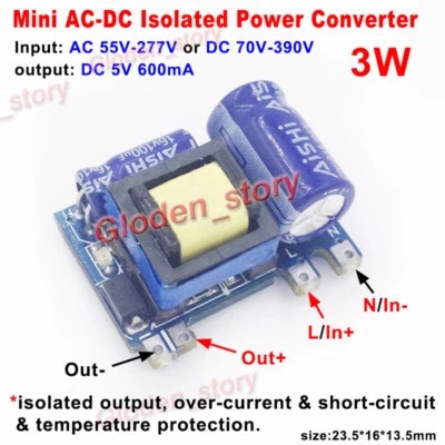 Mini AC-DC Converter AC 110V 220V 230V to 5V 600mA Switching Power Supply Board - Image 1 of 4