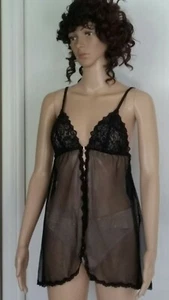 Pigiama Babydoll Victoria's Secret molto sexy nylon spandex nero taglia S usato in ottime condizioni - Foto 1 di 11
