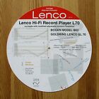 Lenco L70 / Bogen B62 / Goldring Lenco Gl70 Custom Designed Tonearm Protractor