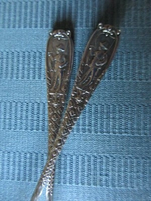 Horquillas de cóctel GORHAM dos FIGURAS PLATA ESTERLINA .925 hombre pesca pescador tenedor Foto 1 de 4