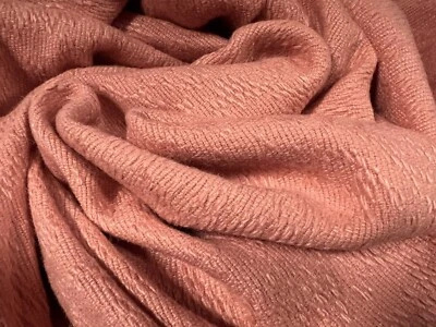 Wool Blend Jacquard Textured Coat Jacket Fabric, Per Metre - Salmon Pink - Image 1 of 3