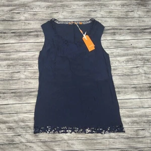 New HUGO BOSS Size 8 Top Navy Sleeveless Blouse - Picture 1 of 9