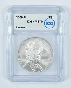 2009-P Abraham Lincoln Commemorative Silver Dollar MS70 ICG - Picture 1 of 5