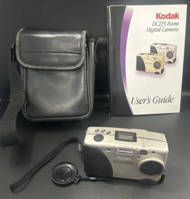 Kodak DC215 Compact Digital Camera 2x Optical Zoom Silver BXUP w/ Manual & Case - Image 1 of 4