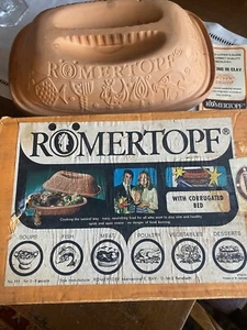 Vintage Romertopf Ton Terrakotta Bäcker Bräter 111 mit Deckel. westdeutschland gebraucht - Bild 1 von 9
