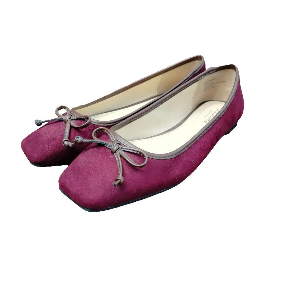 Liz Claiborne женщин балет плоский туфли квадратный носок памяти пены бордовый размер 8 М - Изображение 1 из 4