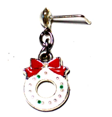 1 24g Blanco/Rojo/Verde Corona Cuelga Nariz Oreja Pin L Curvado Sexy Regalo de Vacaciones Foto 1 de 4