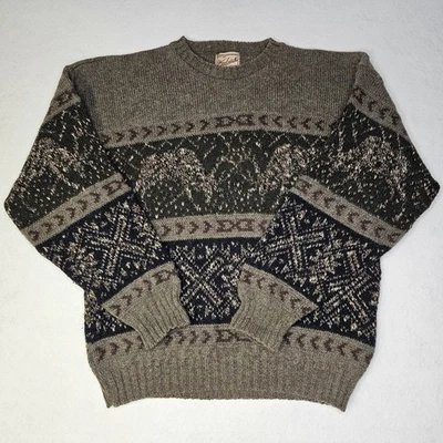 Vintage 90s Woolrich Holiday Fair Isle Hand Knit Wool Sweater Size Large Buck  - Image 1 of 4
