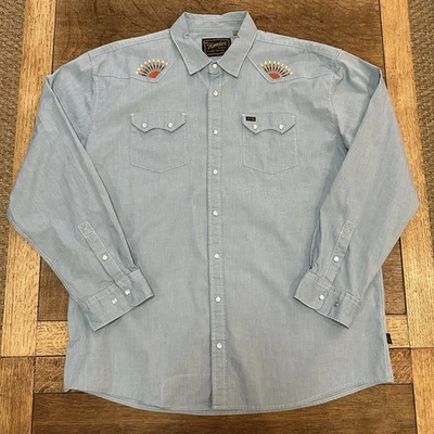 Howler Bros Crosscut Deluxe Snapshirt XXL Sunbeam Blue Chambray Long Sleeve - Image 1 of 4