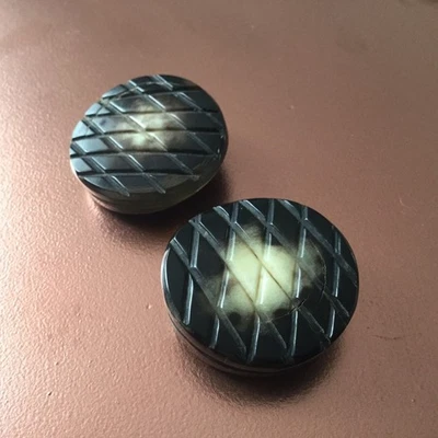 2 große alte KNÖPFE aus Hirschhorn 33 mm HAUTE COUTURE 1930 um - Bild 1 von 3