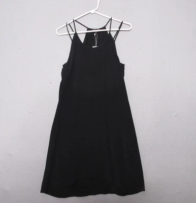 Vestido Eileen Fisher XS Negro Vestido Cami Lujoso Seda Crepé Alto Bajo Nuevo con Etiquetas $258 Foto 1 de 4
