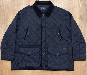Polo Ralph Lauren Mens 3XB Big Navy Blue Quilted Jacket Black Corduroy Collar - Picture 1 of 18