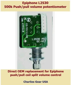 Epiphone L2530 500k Push/Pull Lautstärke Potentiometer - Erstausrüstung (OEM) - Bild 1 von 4