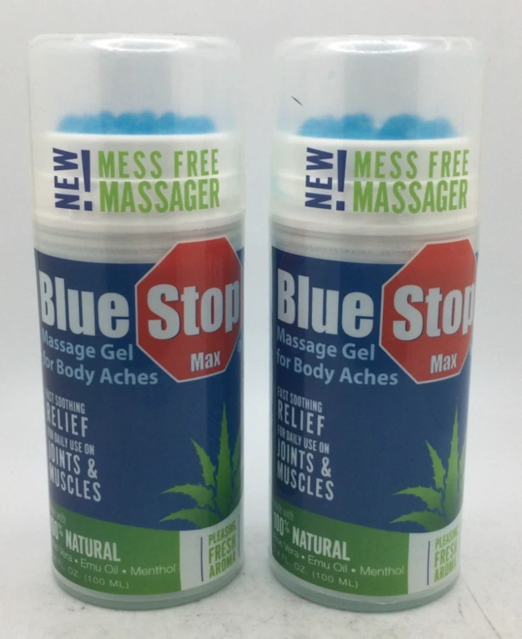 Blue Stop Max Massage Gel Massaging Muscle Joint Pain, 100% Natural, 3.4oz (2PK) - Image 1 of 1