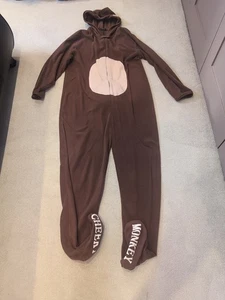 Men’s Brown Monkey Fancy Dress Costume One-Piece Size L – Funny Animal Outfit - Picture 1 of 11