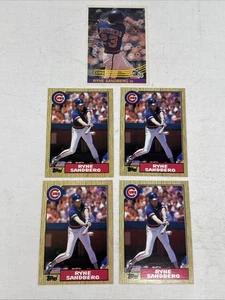 Ryne Sandberg Baseball Card Lot 4 1987 Topps & 1 1984 Donruss HOF Chicago Cubs - Picture 1 of 7