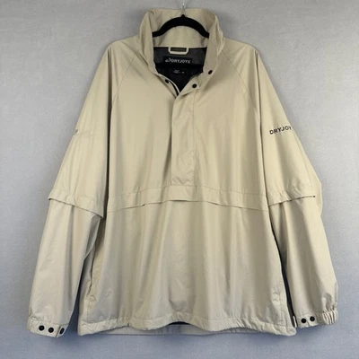 Footjoy Dryjoys Select Windbreaker Jacket Men XL Beige Convertible Co Logo Golf - Image 1 of 4