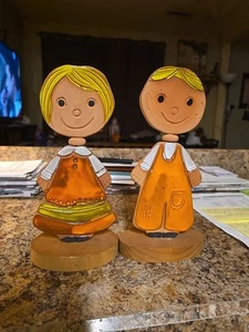Pacifico gres terracotta smaltata Dbl. Figurine rare bambina e ragazzo con lati... - Foto 1 di 15