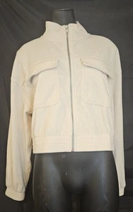 Chaqueta corta Aerie para mujer mediana pana crema cremallera ranura corta - Imagen 1 de 7