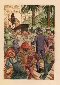 KARNAVAL - BUNTES TREIBEN OriginalFarbRadierung von Jean VIROLLE 1930 CARNAVALES - Picture 1 of 1
