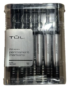 TUL PERMANENT MARKERS Black Fine Point 12-ct - Picture 1 of 4