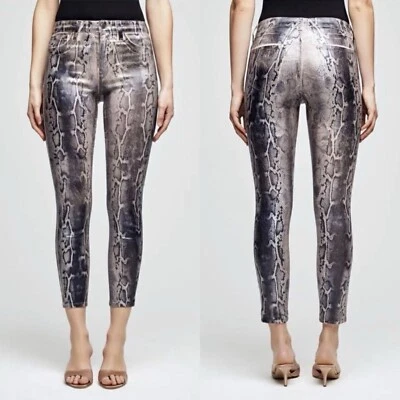 L'AGENCE Women 28 Margot Jeans Petal Black High Rise Skinny Foil Snake Coated - Image 1 of 4