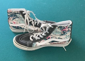 Vans Old Skool High Top Shoes Size 6.5 Men 8 Women Color Gray & White w/ Flowers - Picture 1 of 7