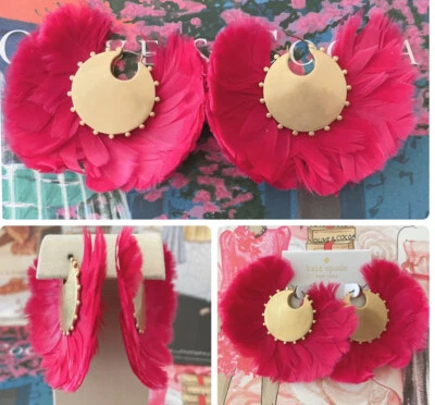 Kate Spade "In Full Feather" Hoop Feather Earrings, NWT - Image 1 of 4