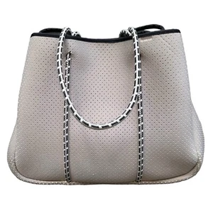 ANNABEL INGALL Sporty Spice Perforated Neoprene Tote Bag Handbag Mushroom Purse - Picture 1 of 12