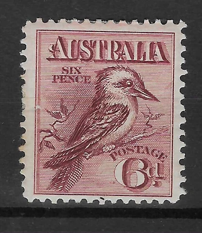 AUSTRALIA 1913-14. 6d KOOKABURRA MH. PINHOLE AT LEFT. SG. 19.  (7174) Cover