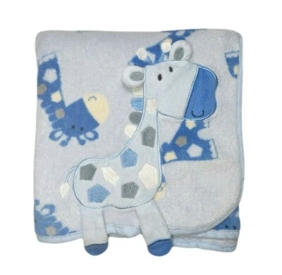 ZAK & ZOEY Blue 3D Giraffe Fleece Baby Blanket Lovey HTF Boy 30x36 Floppy Legs - Image 1 of 3