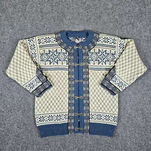 Rare Vintage Pure Wool Icelandic Dale Of Norway Geometric Sweater Blue Womens 44 - Picture 1 of 11