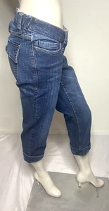 MOTHERHOOD Maternity Denim Low Rise Cuff Leg 5-Pockets Jeans Cropped Pants Sz S - Picture 1 of 7