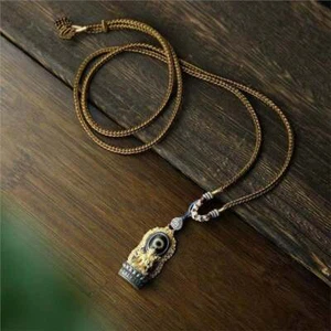 Tibet S925 Silber Antik Handarbeit Tianzhu Grad Mutter Buddha Anhänger - Bild 1 von 11