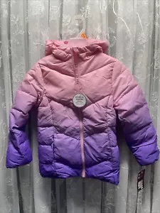 Swiss Tech Girl's Pink Purple Hombre ZIP Puffer Coat Jacket Hood Size 6 6X New - Picture 1 of 8