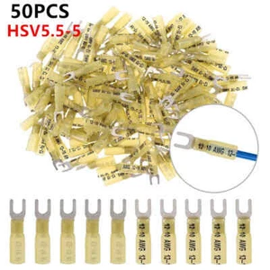 50PCS Waterproof Heat Shrink Fork Wire Connectors #10 Crimp Terminals 12-10 awg - Picture 1 of 5