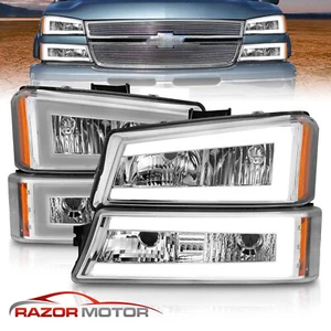 For 03-07 Chevy Silverado 1500 2500 3500/Avalanche Clear Chrome Headlights - Picture 1 of 11