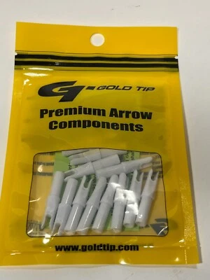 12ct Gold Tip Premium Arrow Components Nock .246 GT White NOCK246WH12 - Image 1 of 2