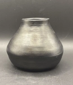 Vintage Black Glazed Decorative Small Vase Pottery Mark - Picture 1 of 10