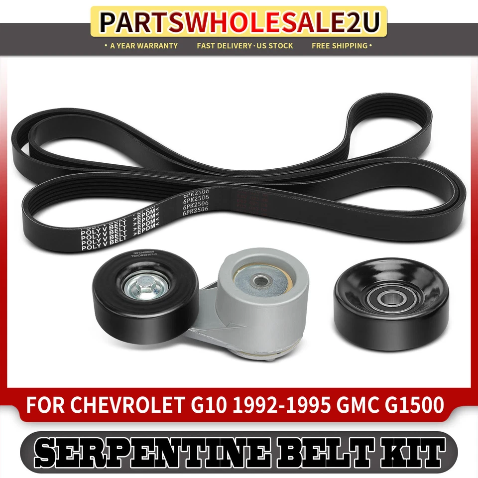 3pcs Serpentine Belt Drive Component Kit for Chevrolet G10 G20 Astro GMC G1500 - Image 1 of 4