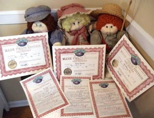 Cabbage Patch Soft Sculpture Mark Twain Edition Dolls Tom, Huckleberry & Becky - Picture 1 of 15