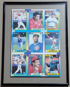 🎁 Framed 1990 Topps Uncut Sheet WILLIE MCGEE PEDRO GUERRERO +7 Great Gift Idea