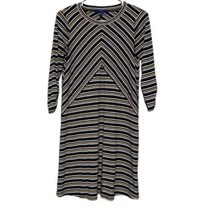Abito Donna XS Rigato Maglia a Costine Retrò Lunghezza Ginocchio Elasticizzato Pullover Apt. 9 - Foto 1 di 7