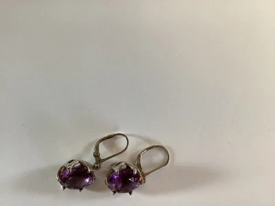 Sterling Silver Simulated Amethyst 6mm Round Leverback Earrings - Image 1 of 4