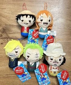(Set) One Piece X Round 1 Exclusive 4" Plush Plushie Luffy Nami Zoro Saiji Usopp - Picture 1 of 1