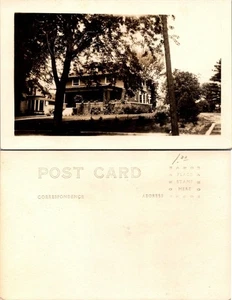 USA Unknown Location Street View of Two Story Home Plants RPPC Antique Postcard - Picture 1 of 1