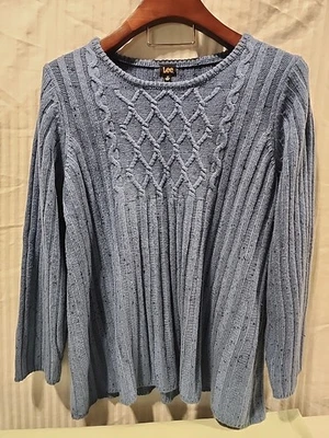 Suéter Lee de gran tamaño tejido acrílico 3x azul country moteado Foto 1 de 4
