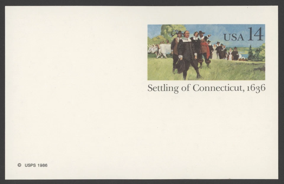 1986 US Scott #UX109. 14c. Settling of Connecticut, 1636. Postal Card. MNH - Image 1 of 1